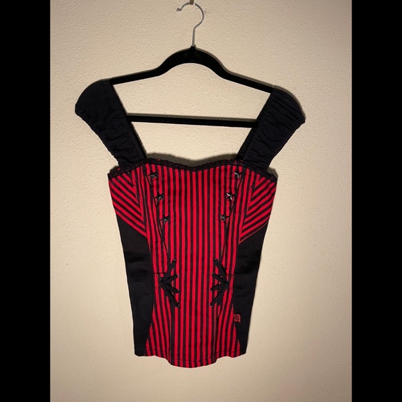 Vintage Tripp nyc Red & Black Stars & Stripes Corset - Picture 2 of 6